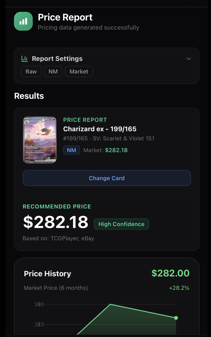 Price report with market pricing breakdown